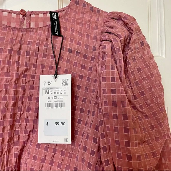ZARA Balloon Sleeve Blouse in Dusty Pink - Picture 5 of 8